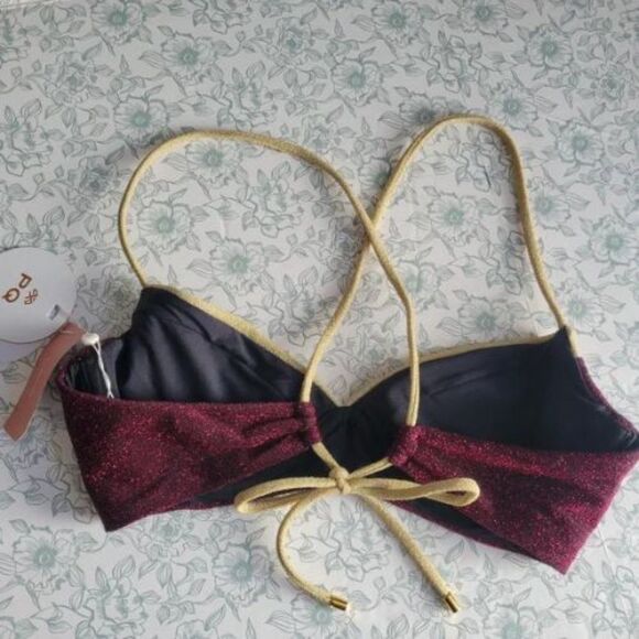 NWT Anthropologie PQ Evie Shimmery Underwire Bikini Top | L - Picture 4 of 4